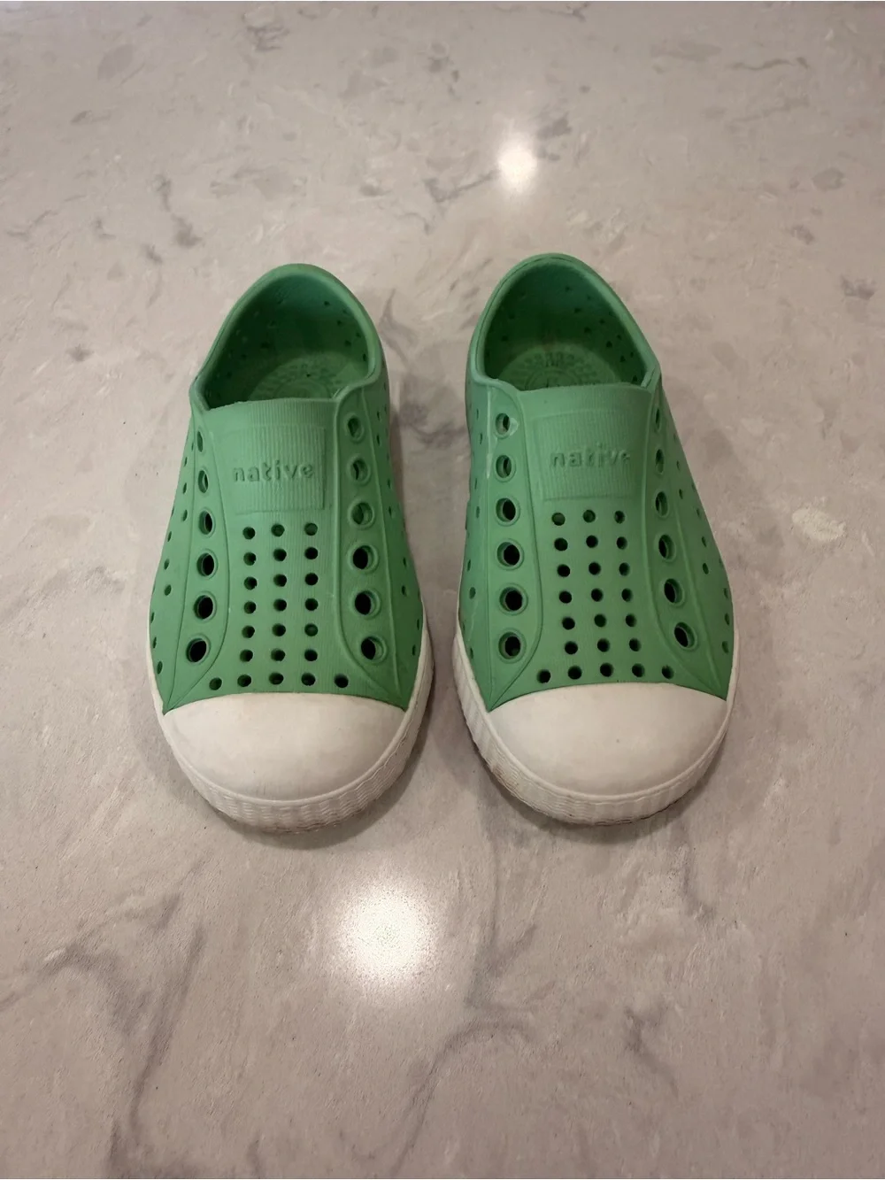 Native Kids Water Shoes — Mint Green with White Toe